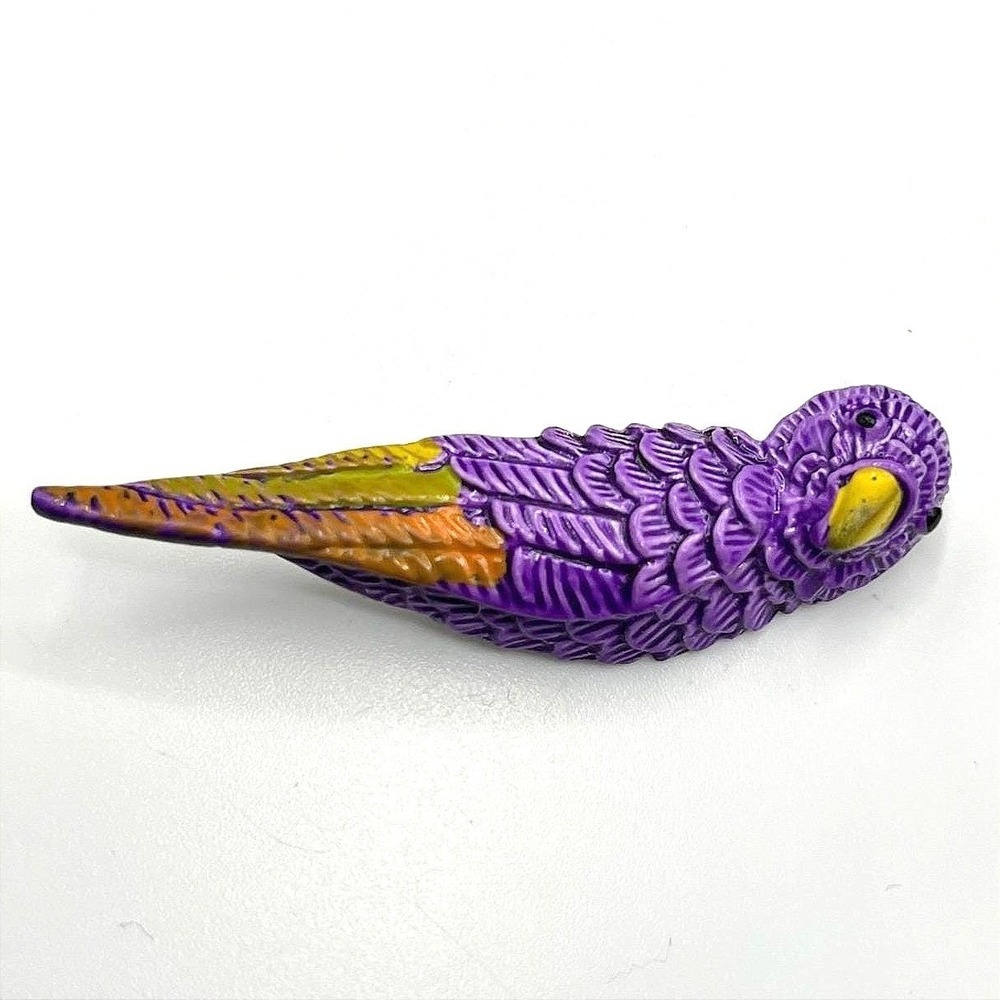 Vintage Purple & Yellow Enamel Classic Fashion Bird Parrot Figural Brooch Pin